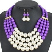 (purple) multilayer multicolor Pearl necklace  occidental style exaggerating fashion personality creative style women cl