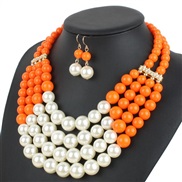 ( yellow) multilayer multicolor Pearl necklace  occidental style exaggerating fashion personality creative style women c
