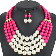 ( Pink) multilayer multicolor Pearl necklace  occidental style exaggerating fashion personality creative style women cla