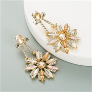 (Ligh )ins occidental style temperament fashion color Rhinestone series flowers earrings  Alloy diamond silver trend ear