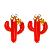 ( red)occidental style  print creative personality wind enamel Earring