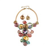 ( Color)exaggerating gem aluminum weave necklace set occidental style handmadenecklaces
