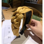 (yellow )Korean style pure color eadband width Cloth brief twisted eadband woman head head