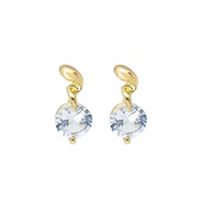 (E)silver ear stud zircon personality beads earrings Mini brief