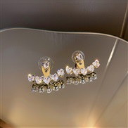 ( Silver needle Gold)silver style two diamond love zircon ear stud Korea personality fashion earrings Earring