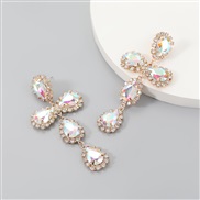 (AB color)Korea big creative Alloy diamond glass diamond fully-jewelled cross earrings woman occidental style arring
