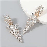 ( white)Korea big Alloy diamond Rhinestone flowers geometry long style earrings woman occidental style style Earring