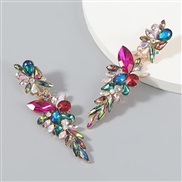 ( Color)Korea big Alloy diamond Rhinestone flowers geometry long style earrings woman occidental style style arring