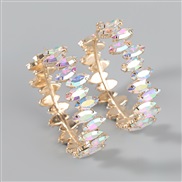 (AB color)occidental style trend colorful diamond series Alloy diamond glass diamond circle earrings woman super arring