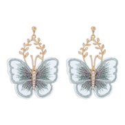 ( blue)occidental style  creative wind butterfly earrings super temperament Alloy lace arring