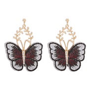 ( black)occidental style  creative wind butterfly earrings super temperament Alloy lace arring