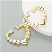 ( Gold)ins occidental style exaggerating hollow retro heart-shaped Alloy surface earrings  brief Metal textured personal