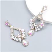 (AB color)fashion colorful diamond series Alloy diamond geometry earring earrings woman occidental style arringearrings