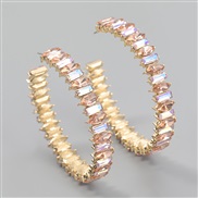 ( Pink)fashion colorful diamond series Alloy diamond geometry Rhinestone circle earrings woman occidental style arringea