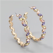 ( Purple color )fashion colorful diamond series Alloy diamond leaf Rhinestone circle occidental style earrings woman arr