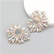 (AB color)occidental style Alloy diamond Rhinestone sun flower earrings woman super arringearrings