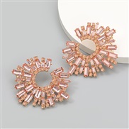 ( Pink)occidental style Alloy diamond Rhinestone sun flower earrings woman super arringearrings