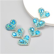 ( blue)fashion colorful diamond series Alloy multilayer heart-shaped diamond Rhinestone fully-jewelled earring earrings 