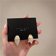 ( Silver needle Gold)silver Korea big diamond Opal ear stud earrings temperament arring