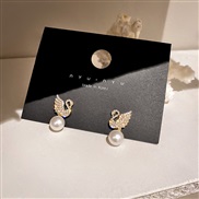 ( Silver needle Gold)silver Korea personality Pearl diamond brief earrings ear stud temperament