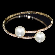 ( Gold)occidental style fashion multilayer Pearl diamond twining bracelet woman Korean style bride Pearl bangle