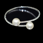( Silver)occidental style fashion multilayer Pearl diamond twining bracelet woman Korean style bride Pearl bangle
