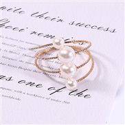( GoldPearl )occidental style fashion multilayer Pearl diamond twining bracelet woman Korean style bride Pearl bangle