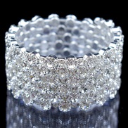 ( Silver)occidental style  brief square bride Rhinestone bangle  noble multilayer zircon fully-jewelled bracelet