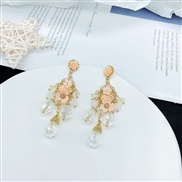 ( gold )tassel earrings womans silver Korean style flowers medium long style temperament Bohemian style earring