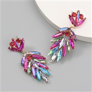 ( rose Red)fashion colorful diamond series Alloy diamond Rhinestone fully-jewelled flowers earring occidental style exag