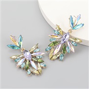 ( Color)fashion colorful diamond series Alloy diamond Rhinestone flowers fully-jewelled earrings woman occidental style 