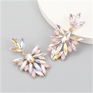 ( Pink)fashion colorful diamond series Alloy diamond Rhinestone flowers fully-jewelled earrings woman occidental style e