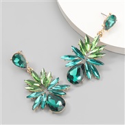 ( green)fashion colorful diamond series Alloy diamond Rhinestone drop glass diamond flowers earrings woman occidental st