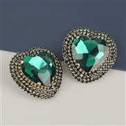 ( green)occidental style exaggerating Alloy diamond heart-shaped glass diamond earrings woman super fully-jewelled tempe