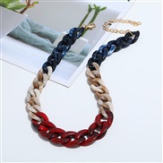 (red color )occidental style exaggerating multicolor mixed color color ethylic acid Acrylic chain personality necklace