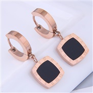fine occidental style fashion titanium steel Rome digit geometry Square personality ear stud buckle circle