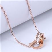 ( rose gold ) fine Korean style fashion concise sweetOL Double buckleD Word titanium steel personality lady necklace