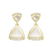 (E)silver Korea super Opal triangle geometry diamond ear stud  earrings