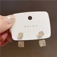 ( Silver needle Gold) gold silver Korea style two diamond Round earrings ear stud