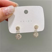 ( Silver needle Goldcircular ) gold silver Korea style two diamond Round earrings ear stud