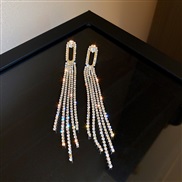 ( Silver needle Gold)silver occidental style fashion exaggerating tassel diamond earrings long style earring super fully