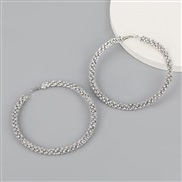 ( Silver)super claw chain series personality resin diamond Alloy circle earrings woman occidental style exaggerating Ear