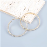 ( Gold)super claw chain series Alloy diamond Double row Rhinestone circle earrings woman occidental style banquet arring