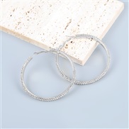 ( Silver)super claw chain series Alloy diamond Double row Rhinestone circle earrings woman occidental style banquet arri