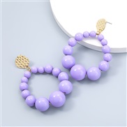 (purple)fashion exaggerating occidental style wind creative candy colors Round resin geometry earring earrings woman arr