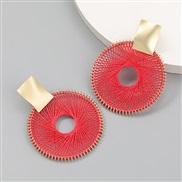 ( red)earrings Round Alloy weave earrings woman retro occidental style arring