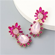 ( Pink)ins wind occidental style fashion drop Acrylic diamond flowers earrings woman Bohemia arring