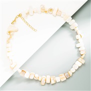 (Rice white ) retro ethnic style personality geometry Colorful color Shells handmade beads necklace chain