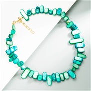 (green ) retro ethnic style personality geometry Colorful color Shells handmade beads necklace chain