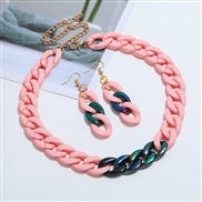 (Pastel )occidental style exaggerating temperament candy colors color ethylic acid Acrylic chain personality necklace